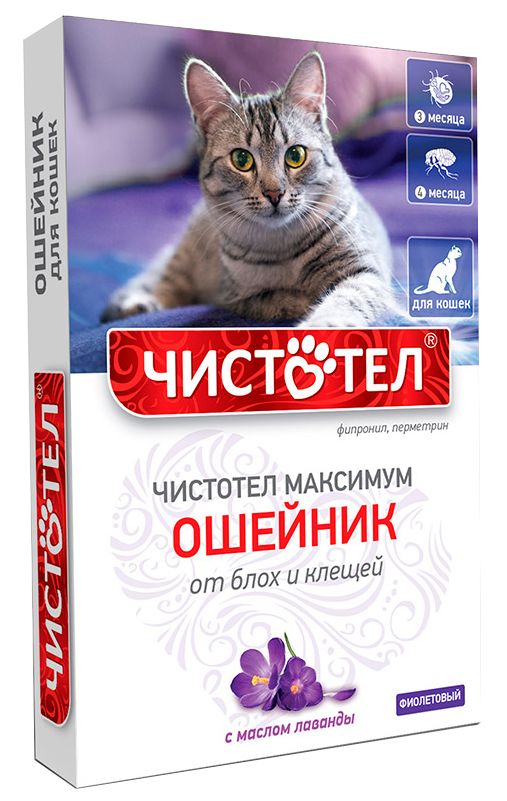 Ошейник Чистотел Максимум фиолетовый для кошек 1