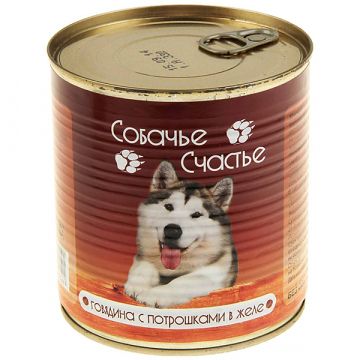Собачье Счастье Говядина/Потрошки в желе консервы для собак 2