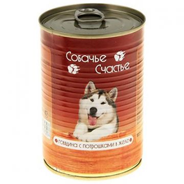 Собачье Счастье Говядина/Потрошки в желе консервы для собак 1