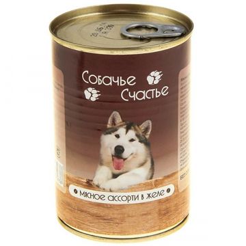 Собачье Счастье Мясное ассорти в желе консервы для собак 1