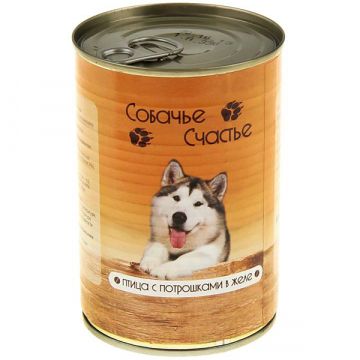 Собачье Счастье Птица/Потрошки в желе консервы для собак 1