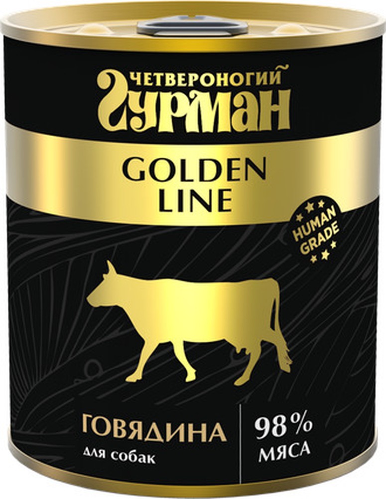 Четвероногий Гурман Golden Говядина в желе конс для собак