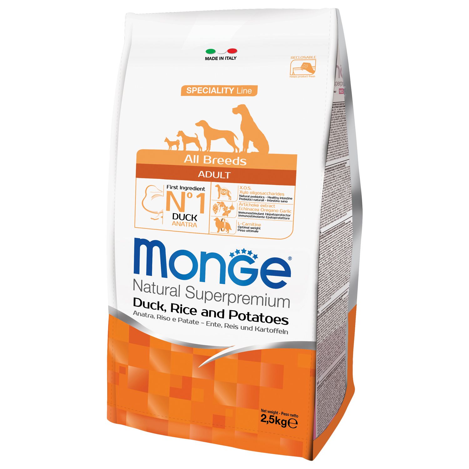 Monge Dog Speciality All Breeds Утка/рис для собак 2,5 кг 2