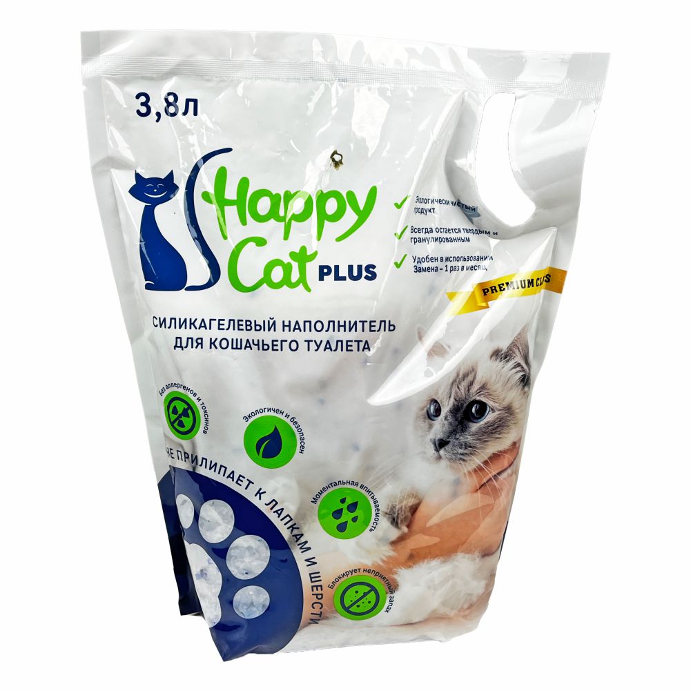 Наполнитель Happy Cat plus силикагель для кошек 3,8 л 1,7 кг 1