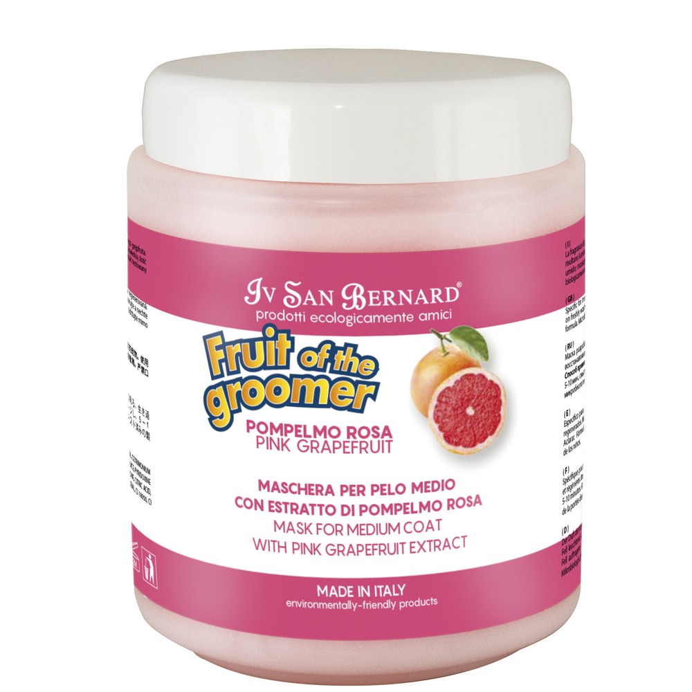 Восстанавливающая маска ISB Fruit of the Grommer Pink Grapefruit для шерсти средней длины с витаминами, для кошек и собак 1