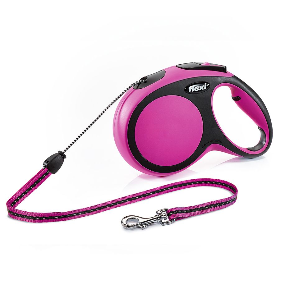 Поводок-Рулетка Flexi New Comfort Чёрный/Розовый для собак трос 1