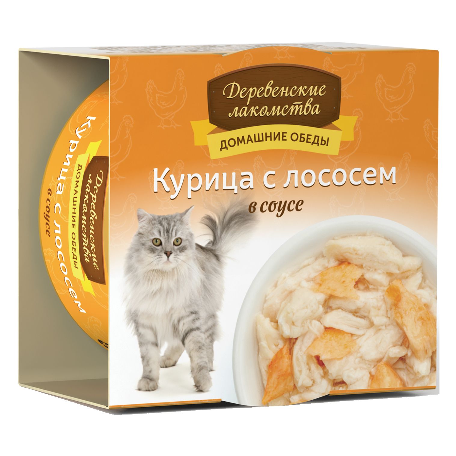 Деревенские лакомства Курица/Лосось консервы для кошек 80 г  2