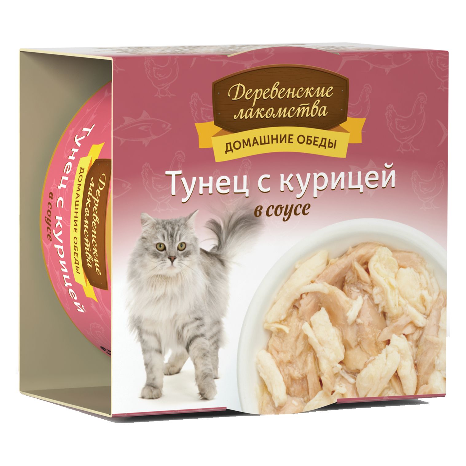 Деревенские лакомства Тунец/Курица консервы для кошек 80 г 2