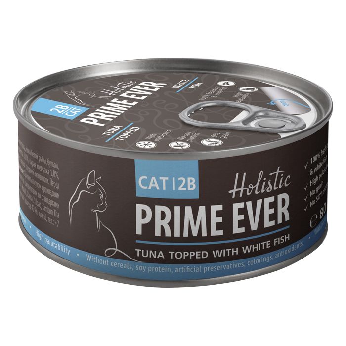 Prime Ever Тунец/белая рыба консервы для кошек 80 г 1
