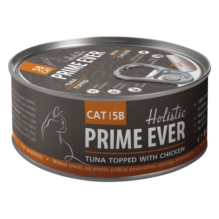 Prime Ever Тунец/цыпленок консервы для кошек 80г 1