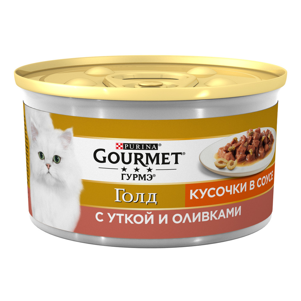 Gourmet Gold Утка/оливки кусочки в соусе консервы для кошек 85 г 1