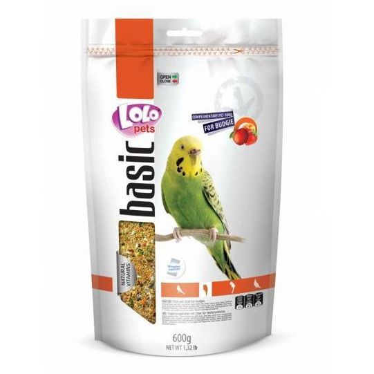 LoLo Pets basic Фруктовый корм для волнистых попугаев, пакет 600г 1