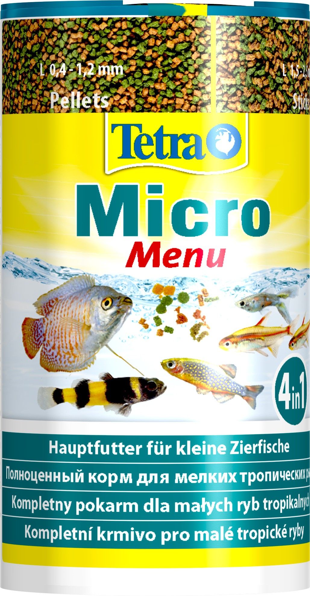 Tetra Micro Menu 100ml 4 вида корма (гран,палоч,шарик,чипсы)