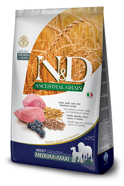 Farmina N&D Ancestral Grain Adult Medium&Maxi Ягненок/Черника для собак 1