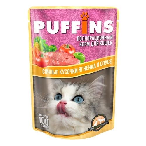 Puffins Ягненок в соусе пауч для кошек 85 г 1