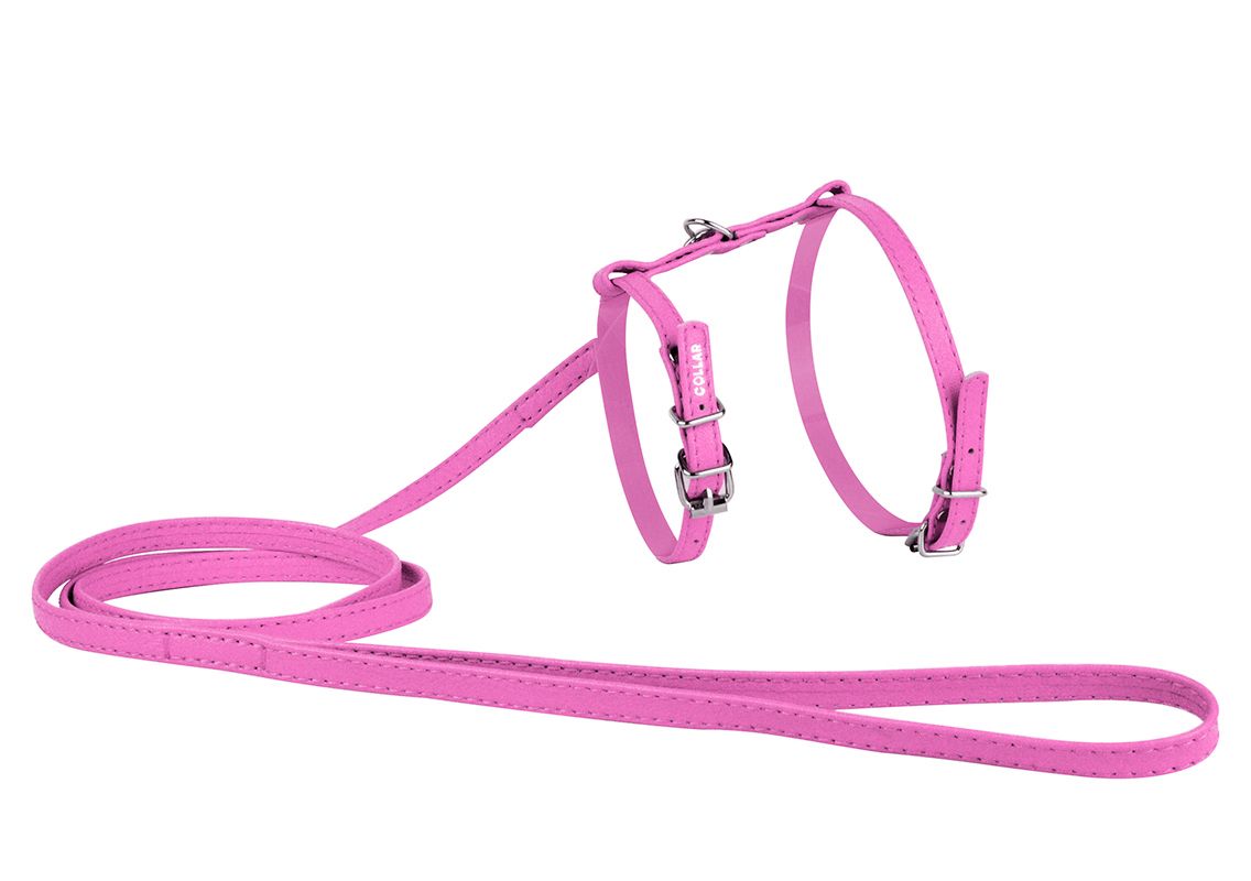 Шлейка Collar Glamour с поводком розовая 10 мм*30 см для животных 1