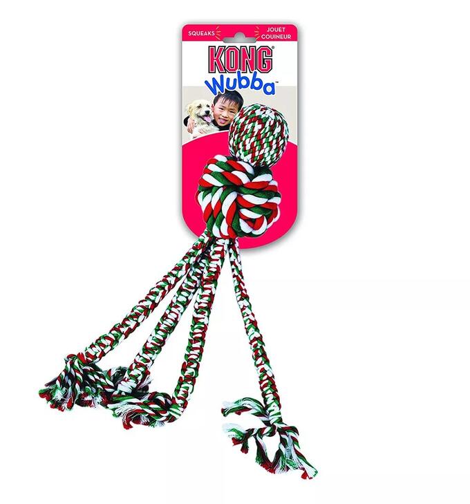 Игрушка KONG Holiday Wubba Weave из каната большая, 38 см, для собак 1