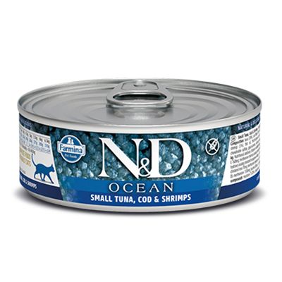 Farmina N&D Ocean Тунец/треска/креветки консервы для кошек 80 г 1