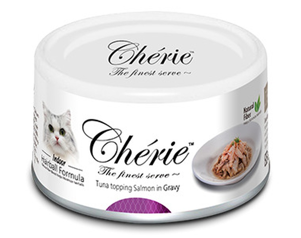 Pettric Cherie Hairball Control Тунец/лосось/подлива консервы для кошек 80 г 1