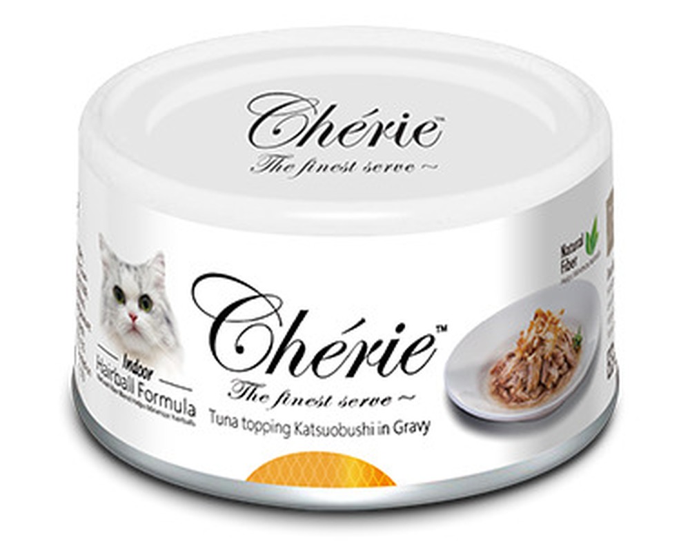 Pettric Cherie Hairball Control Тунец/хлопья копченого тунца-бонито/подлива консервы для кошек 80 г 1