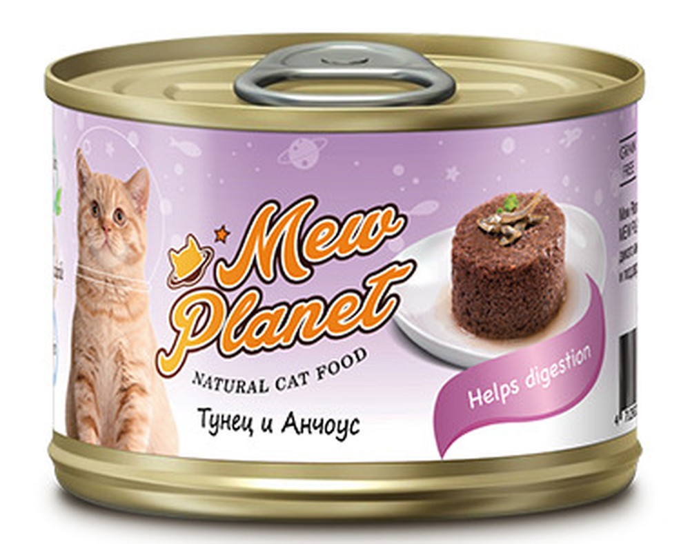 Pettric Mew Planet паштет Тунец/анчоус консервы для кошек 160 г 1