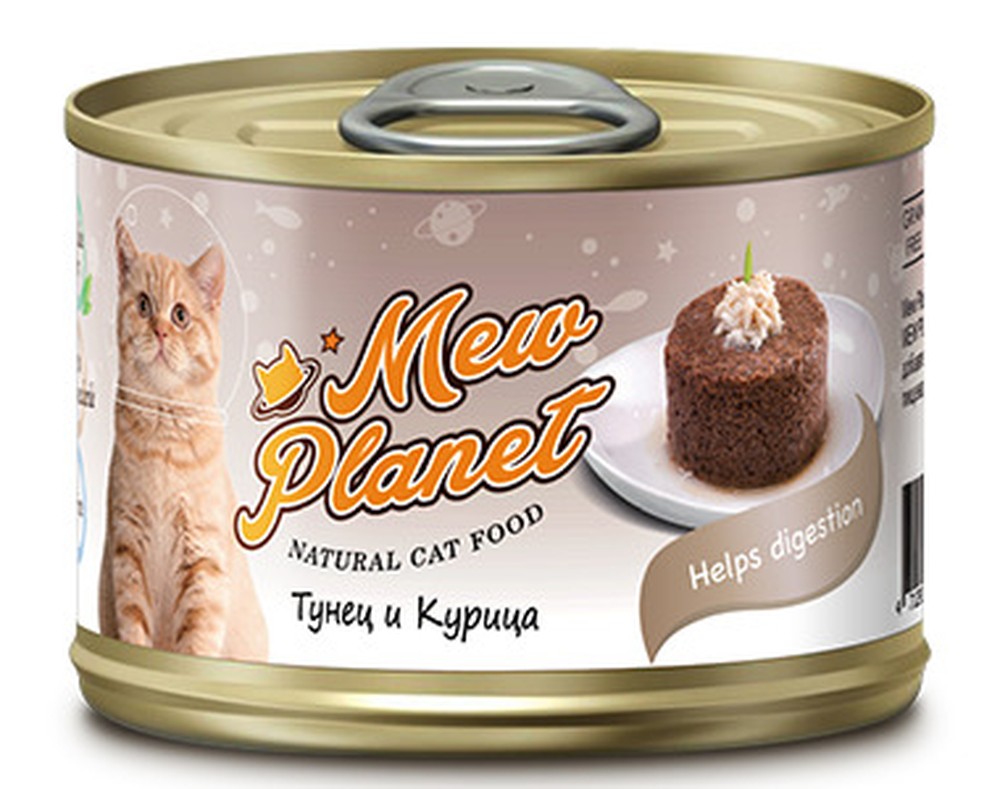 Pettric Mew Planet паштет Тунец/курица консервы для кошек 160 г 1