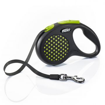 Поводок-Рулетка Flexi Design Чёрный/Зелёный горох для собак лента 1