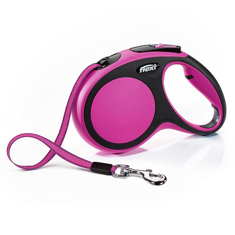 Поводок-Рулетка Flexi New Comfort Чёрный/Розовый для собак лента 1
