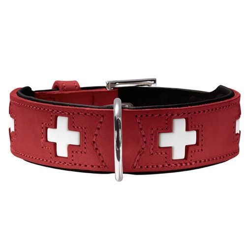 Ошейник Hunter Swiss кожа красный/черный для собак 1