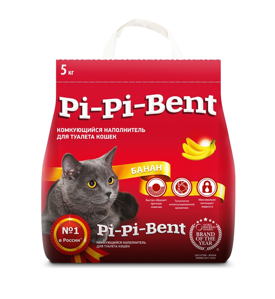 Наполнитель Pi Pi Bent банан комкующийся для кошек 5кг 1