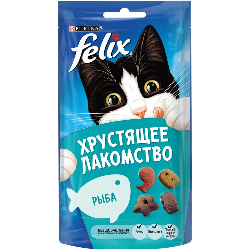 Подушечки Felix Хрустящее Лакомство Рыба для кошек 60 г 1