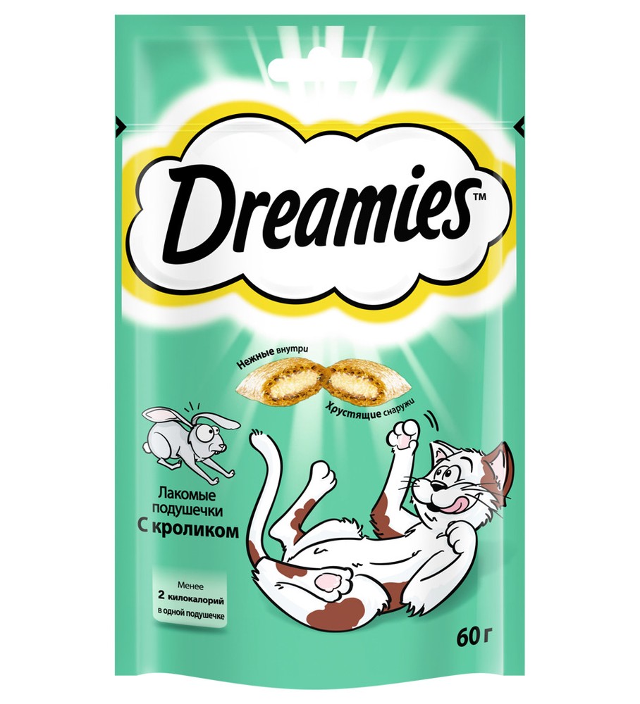 Подушечки Dreamies с кроликом для кошек 60 г 1