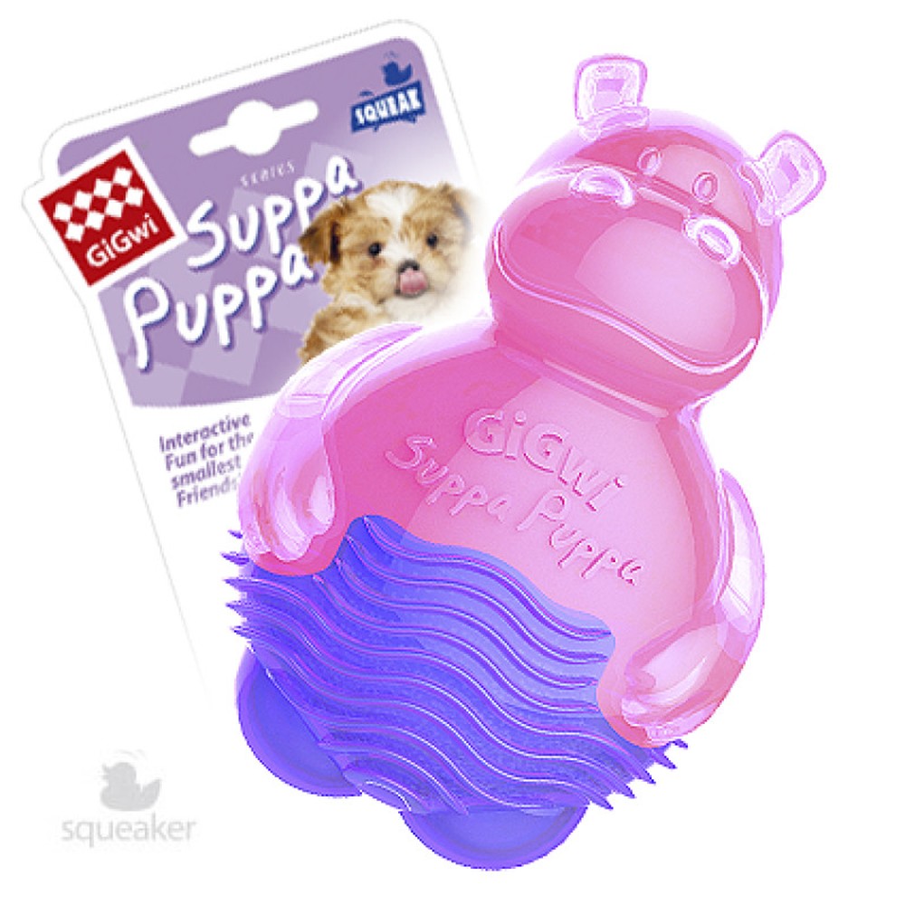 Игрушка GiGwi Бегемотик с пищалкой розовый для собак 9 см 1