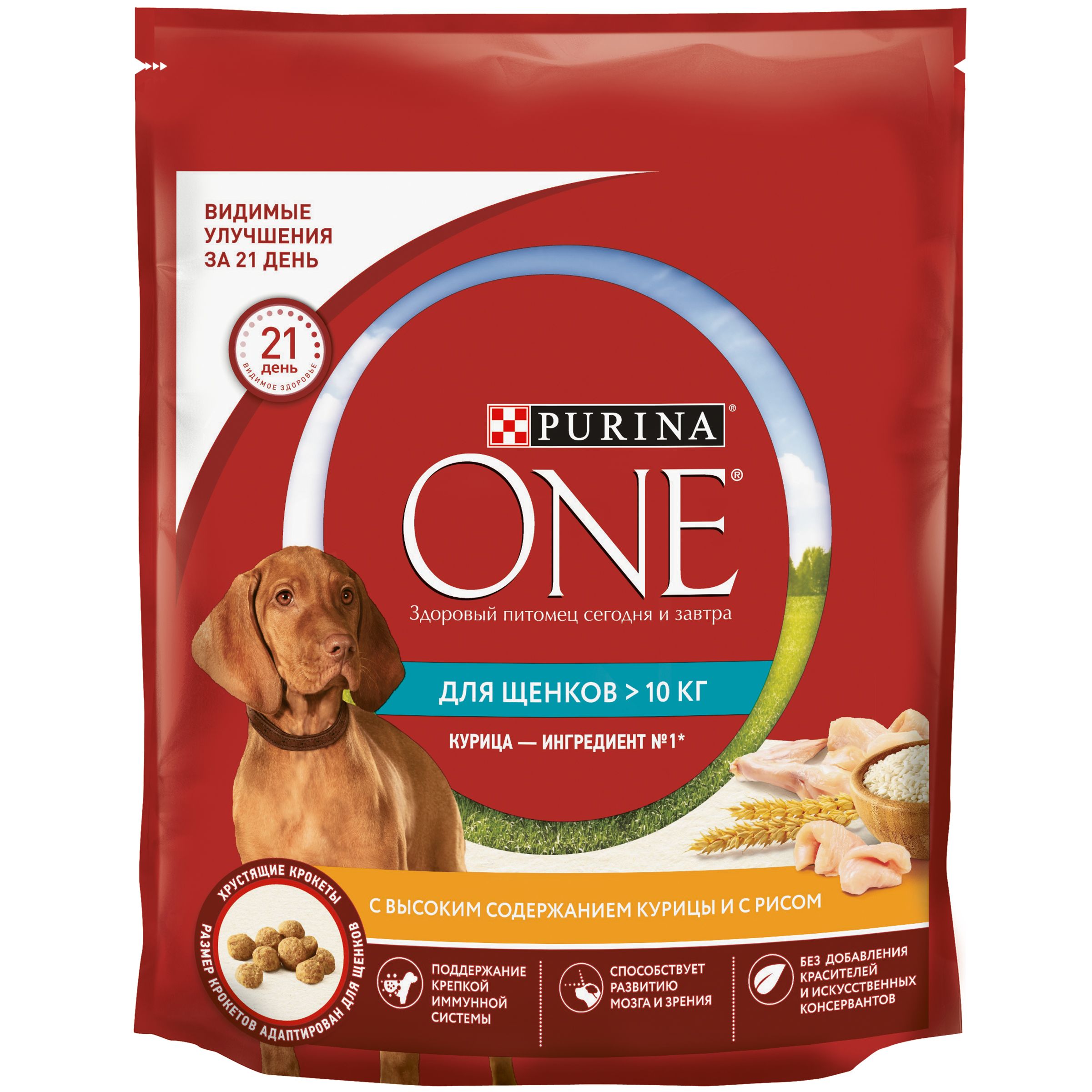 Purina One Курица/рис для щенков средних и крупных пород 1