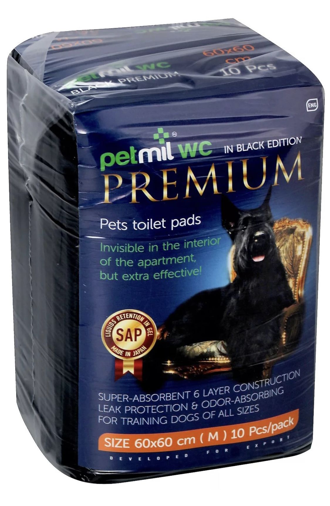 Пеленки Petmil WC Black Premium с гелем для животных 10 шт 2