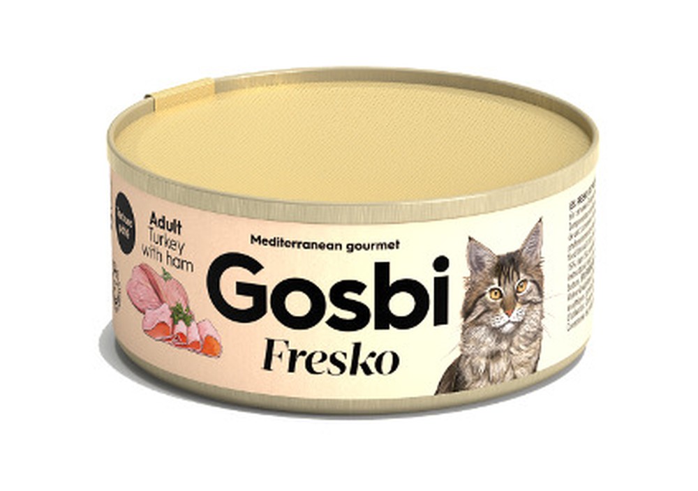 Gosbi Fresko Индейка с ветчиной консервы для кошек 70 г 1