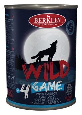 Berkley Wild Дичь с морковью, капустой и лесными ягодами №4 консервы для собак 400 г	 1