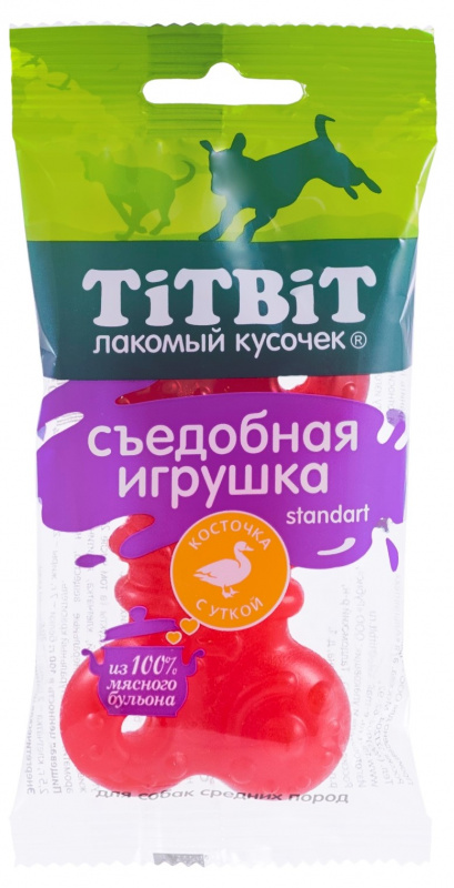 Съедобная игрушка TitBit косточка с уткой Standart для собак
