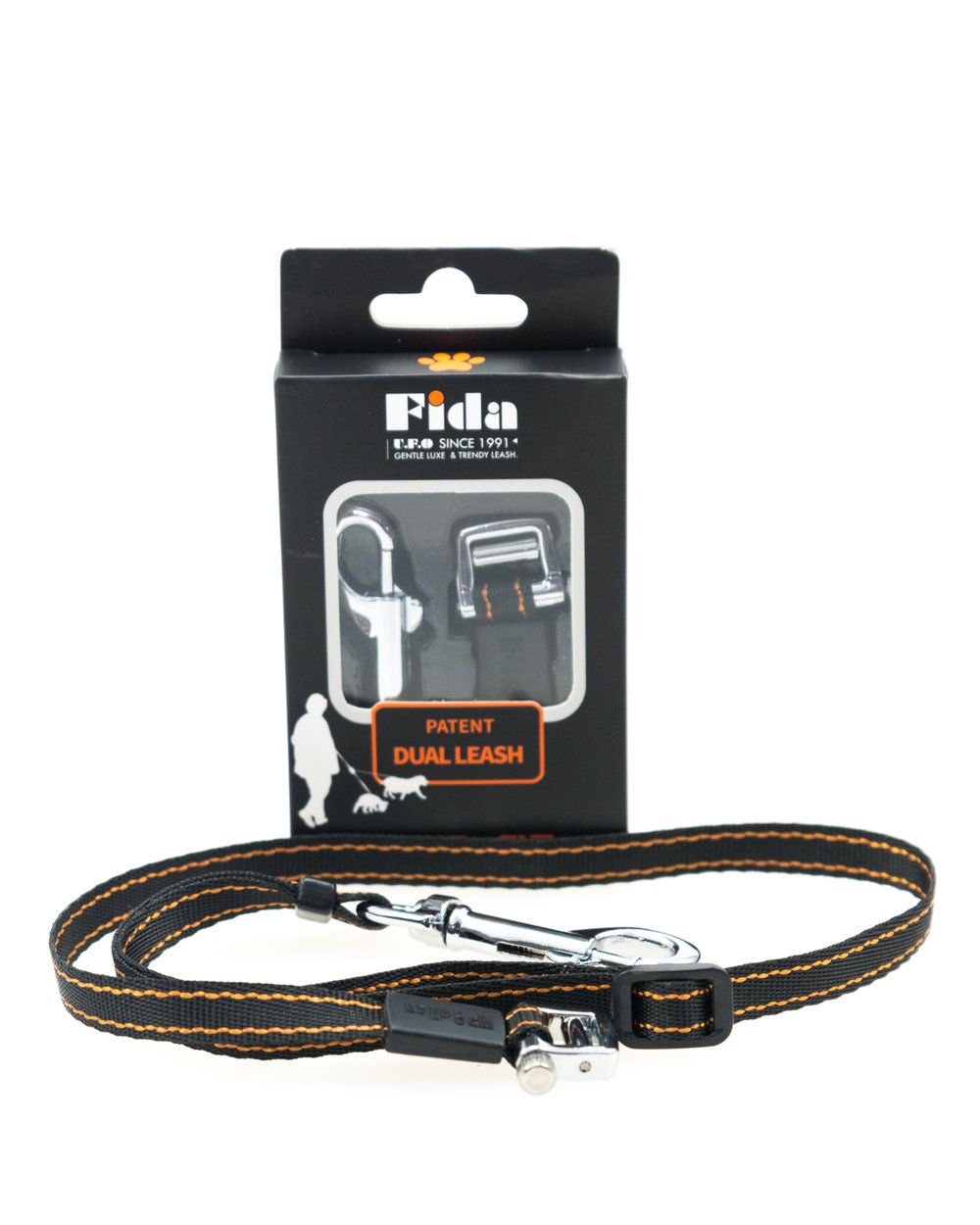 Аксессуар Fida Dual leash на рулетку со шнуром оранжевый для второй собаки  2