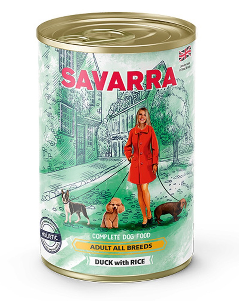 Savarra Утка/Рис/Горох консервы для собак 395 г 1
