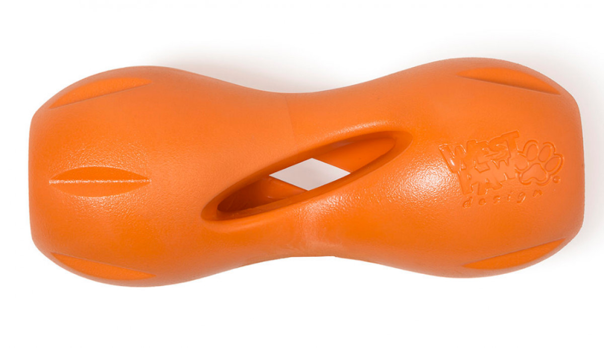 Игрушка Zogoflex Гантеля Hurley под лакомства оранжевая S для собак 14*6 см 1