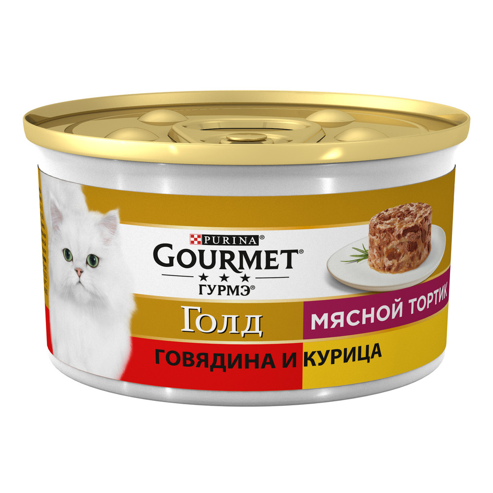 Gourmet Gold Мясной тортик Говядина/Курица конс для кошек 85 г 1