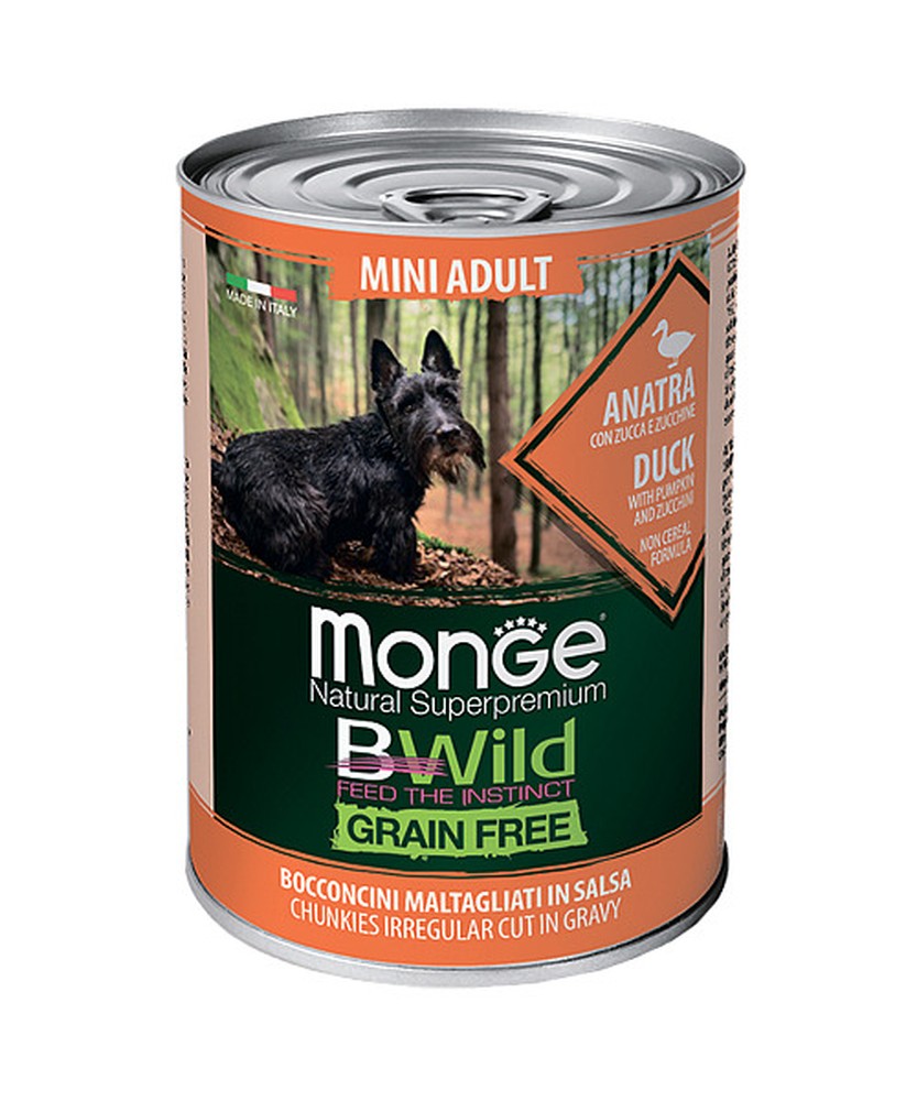 Monge BWild Grain Free Mini Утка/Тыква/Кабачки консервы для собак 400г   1