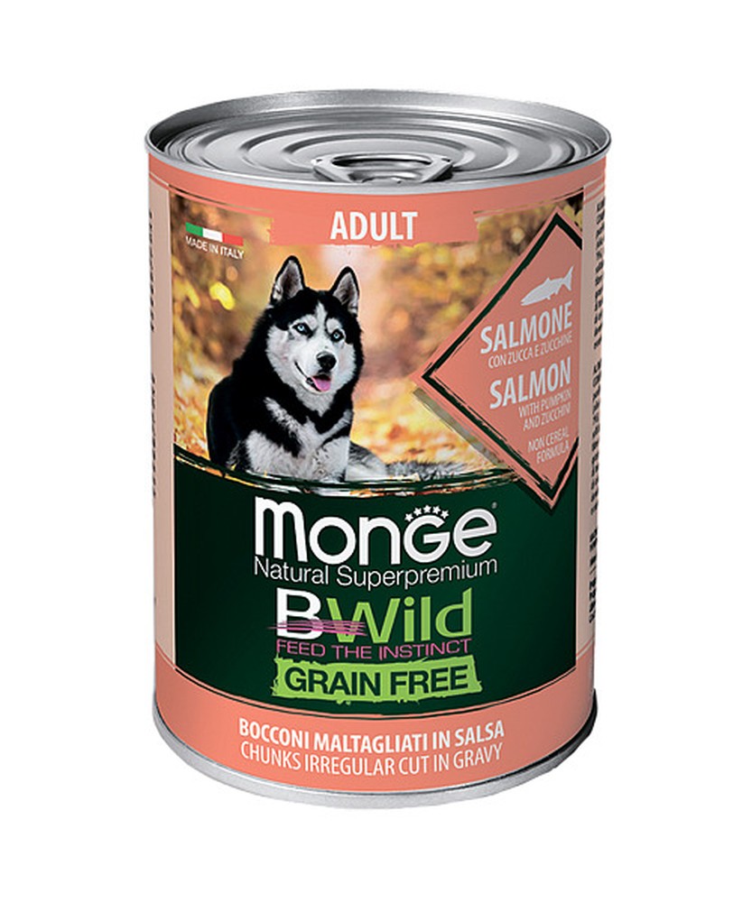 Monge BWild Grain Free All Breeds Лосось/Тыква/Кабачки консервы для собак 400г 1