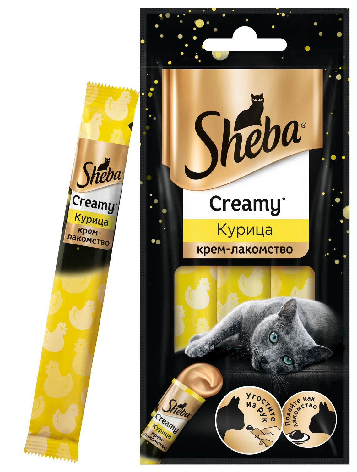 Крем-лакомство Sheba Курица для кошек 3 шт по 12 г 2