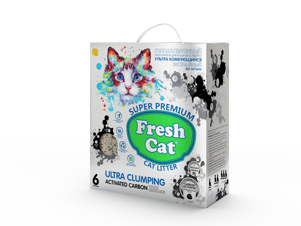 Наполнитель Fresh Cat "Активированный уголь" комкующийся для кошек 5,16 кг 1