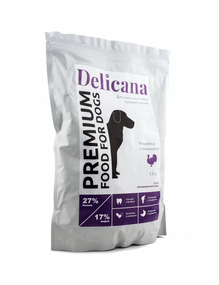 Delicana Индейка с овощами для собак средних пород 1,5 кг 1