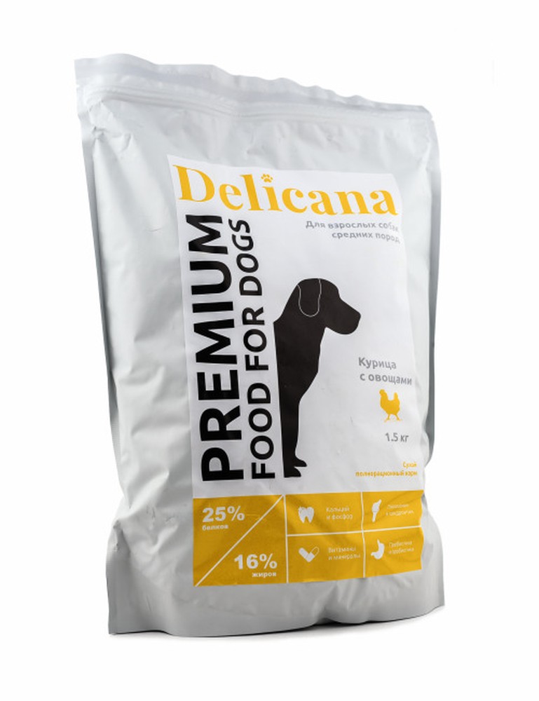 Delicana Курица с овощами для собак средних пород 1,5 кг 1