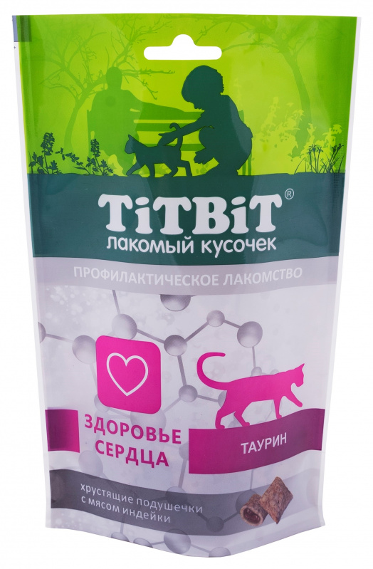 Подушечки Titbit с мясом индейки для здоровья сердца для кошек 60 г