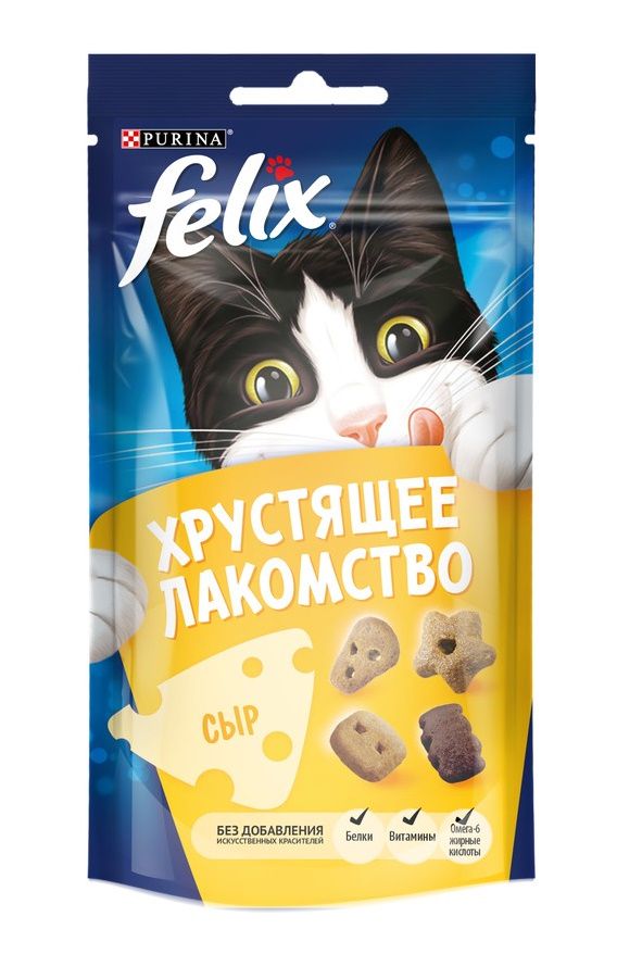 Подушечки Felix Хрустящее Лакомство Сыр для кошек 60 г 1